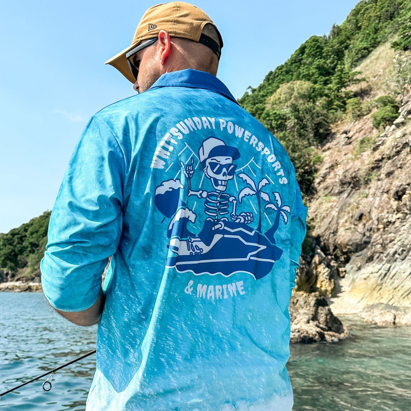 Jetski Long Sleeve Fishing Polo (BLUE)