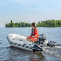 Yamaha F2.5 portable outboard on a tender on the water
